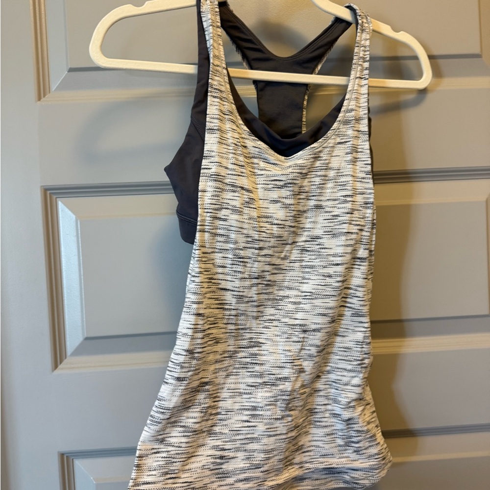 Lululemon Athletica Gray and Black Flow Bra and Tank